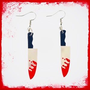 🔪 BLOODY KNIFE DANGLE EARRINGS